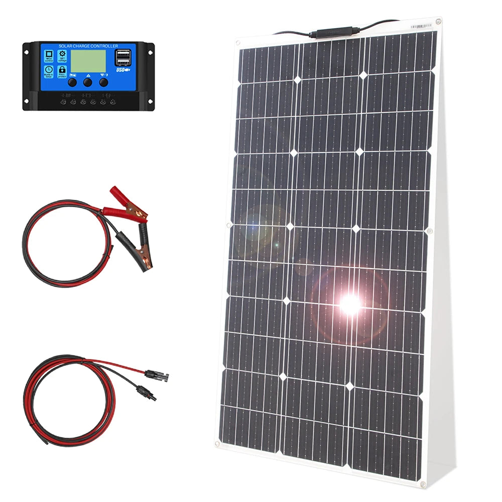 Flexible 12V Solar Panel Kit for RV & Camping (100W/200W)