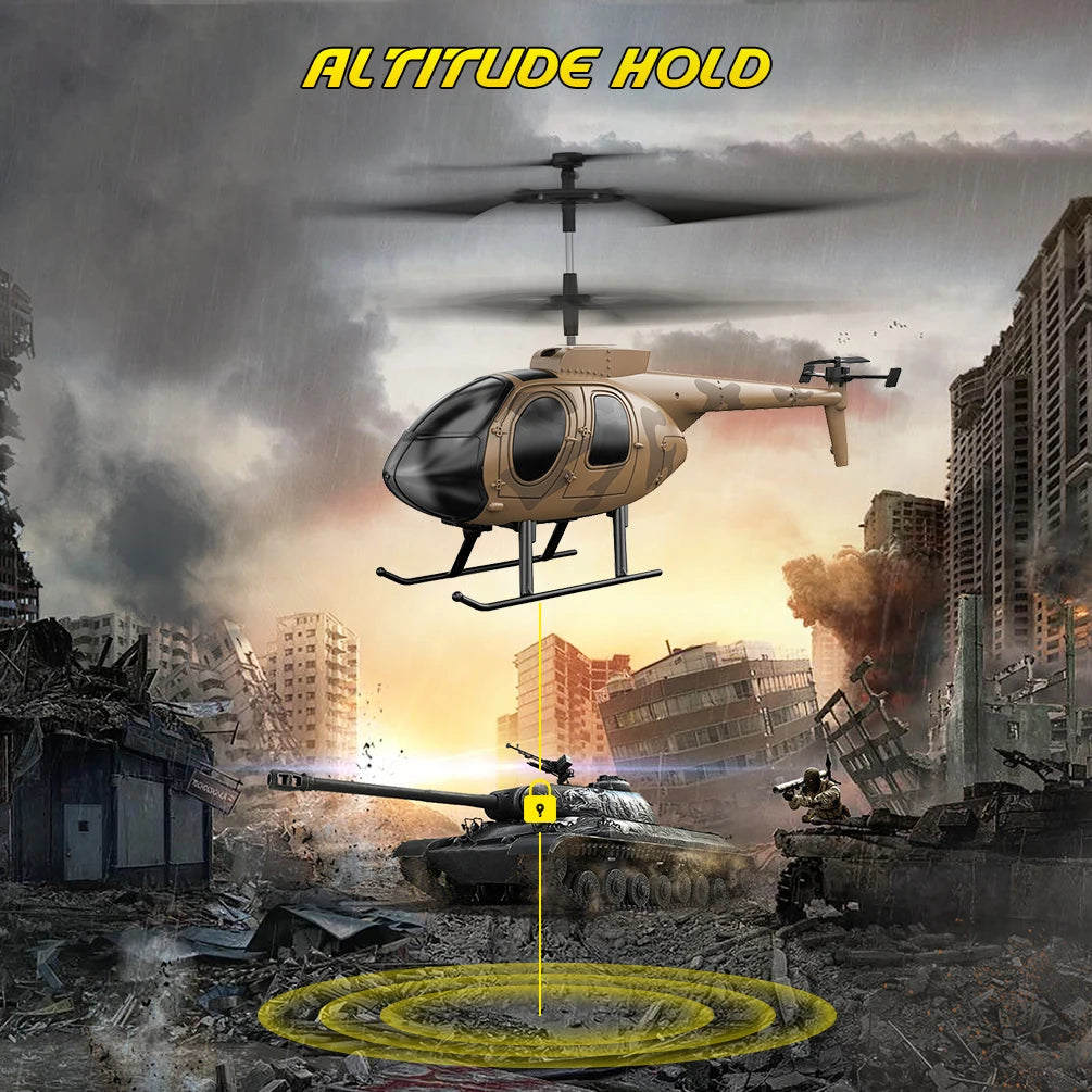 Dark Khaki RC Helicopter Toy with One-Click Takeoff (Indoor)
