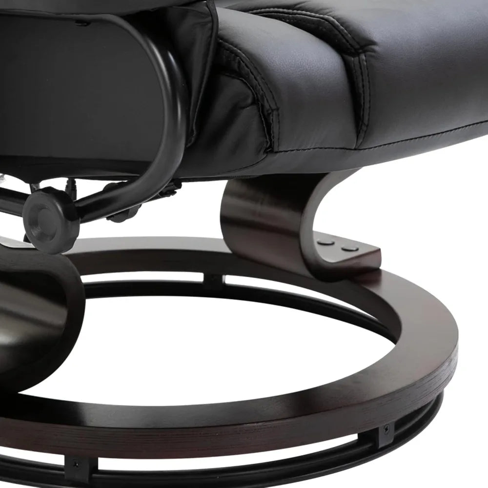 360° Swivel Massage Recliner Chair with Ottoman & 10-Point Vibration | Faux Leather