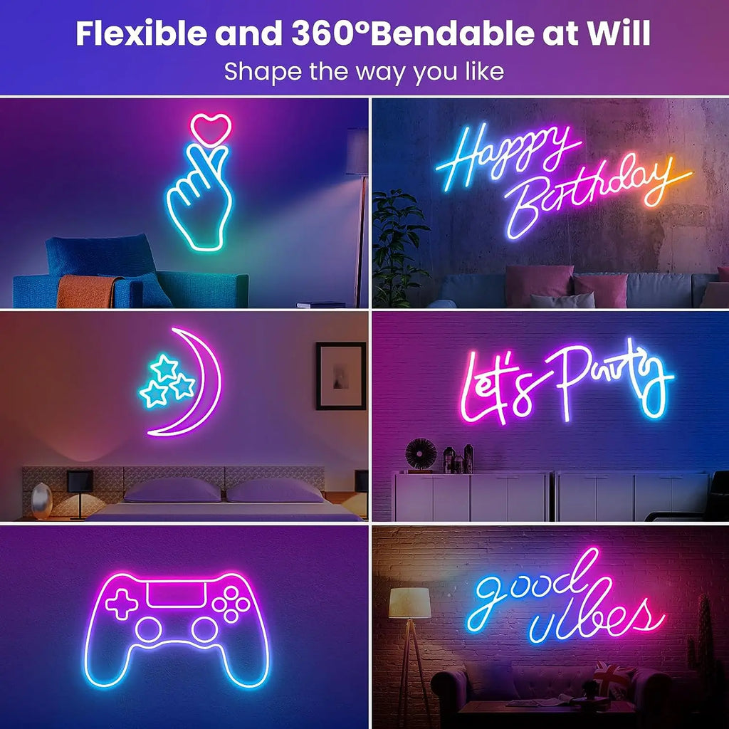 Smart Neon LED Strip Lights: Remote & App Controlled RGB