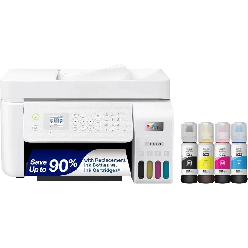 Wireless All-in-One Supertank Printer: Cartridge-Free with ADF, Scanner, Copier & Fax
