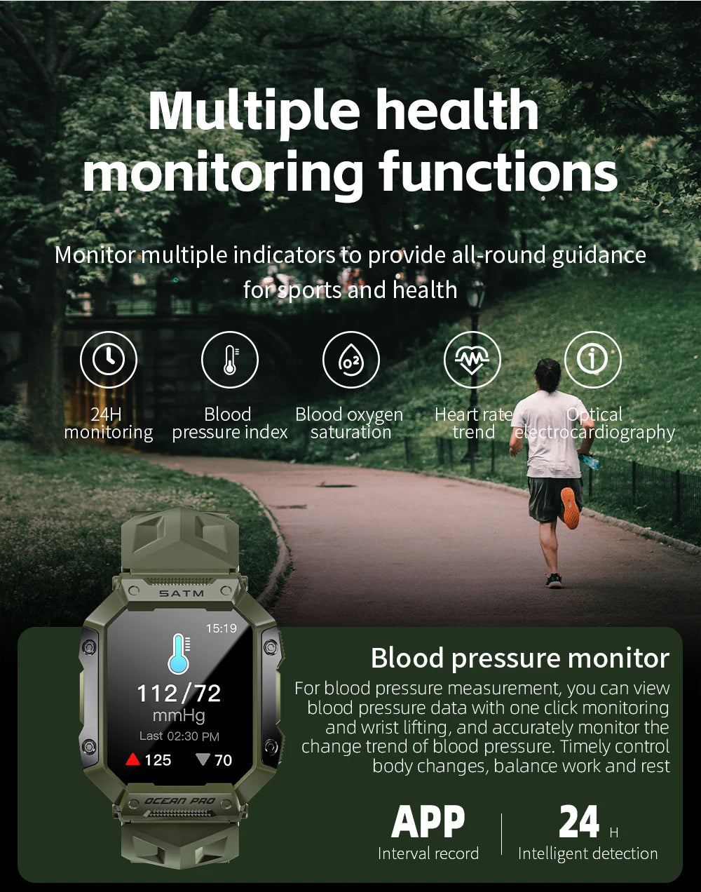 Pro Sport Smartwatch: Waterproof, Rugged, Fitness & Heart Rate Tracker