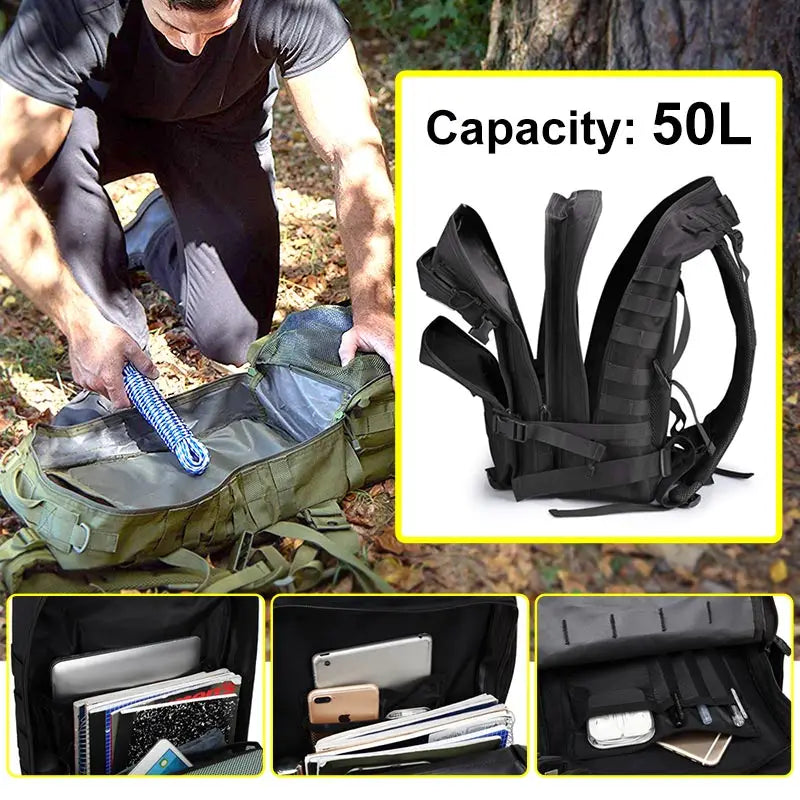 Multi-functional 25L/45L Tactical Backpack: Waterproof & Durable