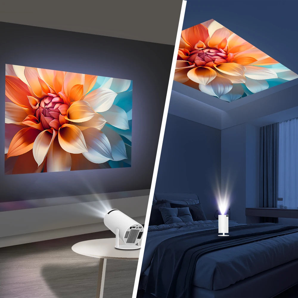 Android 11 Portable Home Cinema Projector with 180° Rotation & WiFi 6