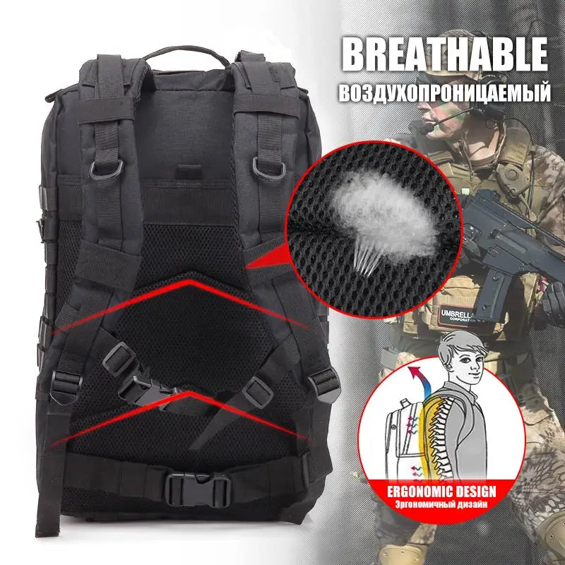 Multi-functional 25L/45L Tactical Backpack: Waterproof & Durable