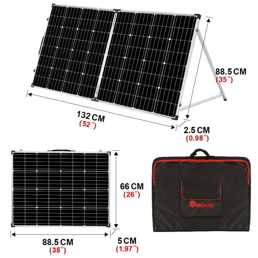 Waterproof Folding Solar Panel with Controller - 100W, 160W, or 200W (12V Systems)