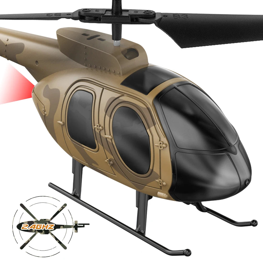 Dark Khaki RC Helicopter Toy with One-Click Takeoff (Indoor)