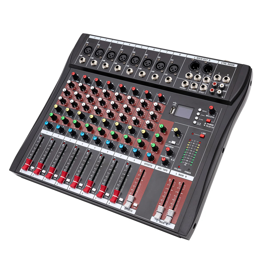 Professional 7/8-Channel Mixer: Bluetooth, USB Recording & XLR Mic Input