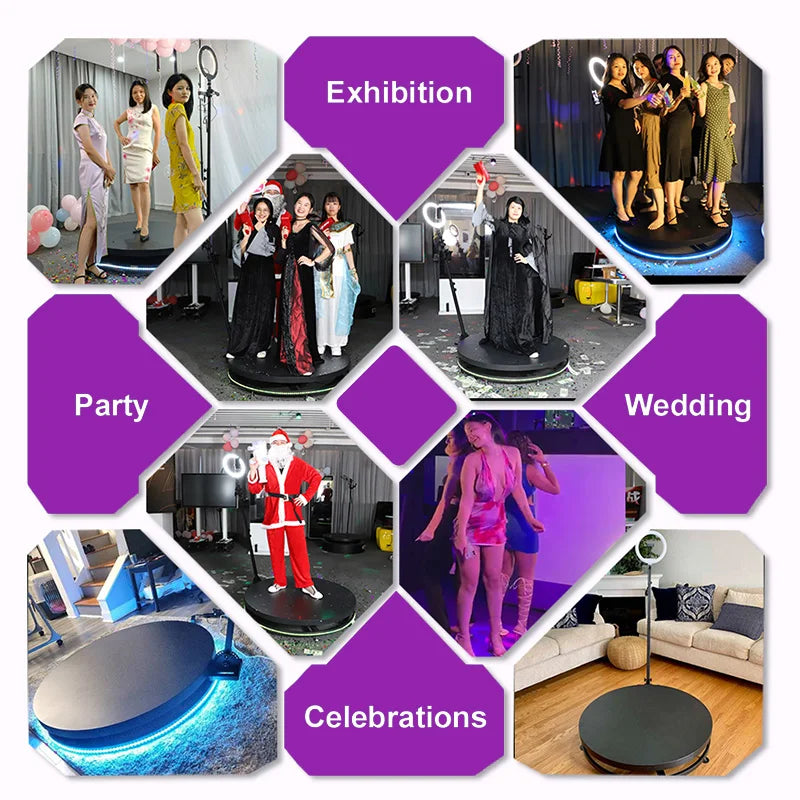 Automatic 360 Photo Booth with Custom Logo App: Perfect for Parties & Events