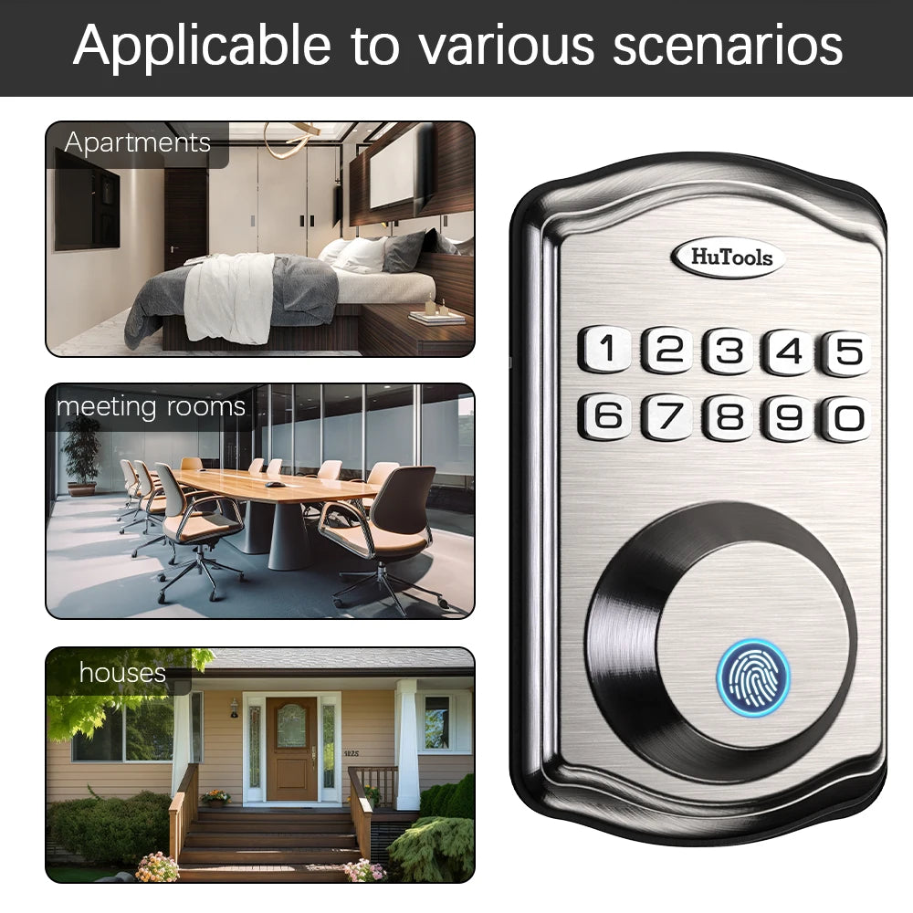 Smart Keypad Door Lock, Fingerprint Entry Deadbolt, 20 User Codes, Easy To Install And Program