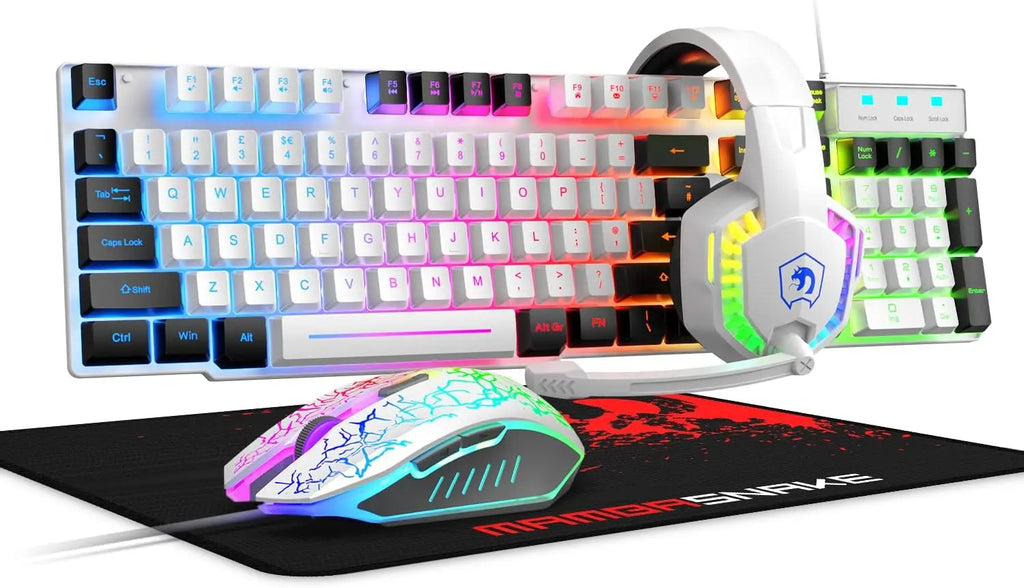 Wired Gaming Keyboard, Mouse & Headset Combo with Rainbow LED
