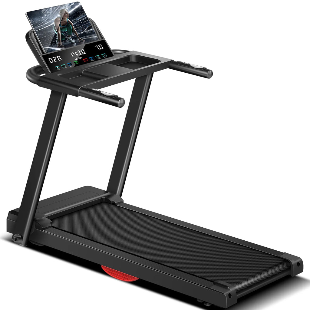 Foldable 3.0HP Home Treadmill: Quiet, 300lb Capacity, HR Monitor & Shock Absorption