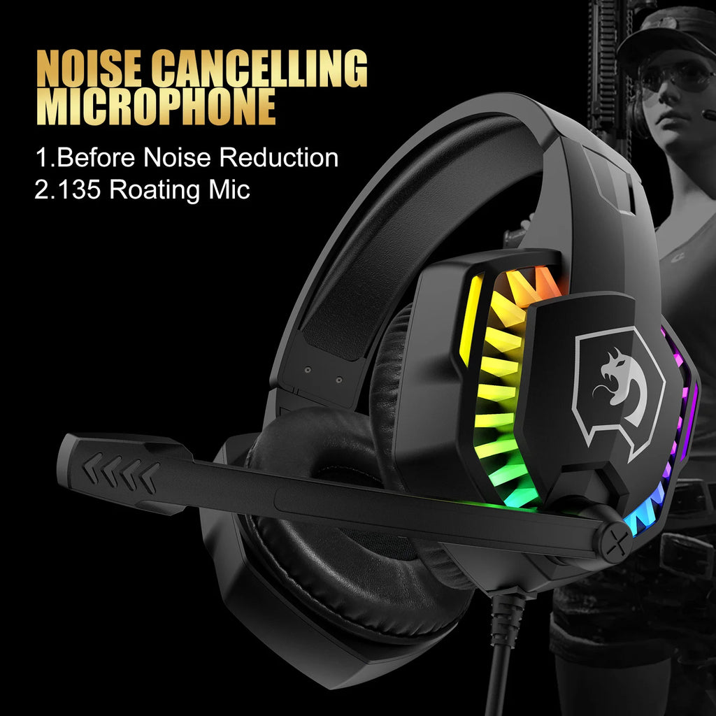 Wired Gaming Keyboard, Mouse & Headset Combo with Rainbow LED