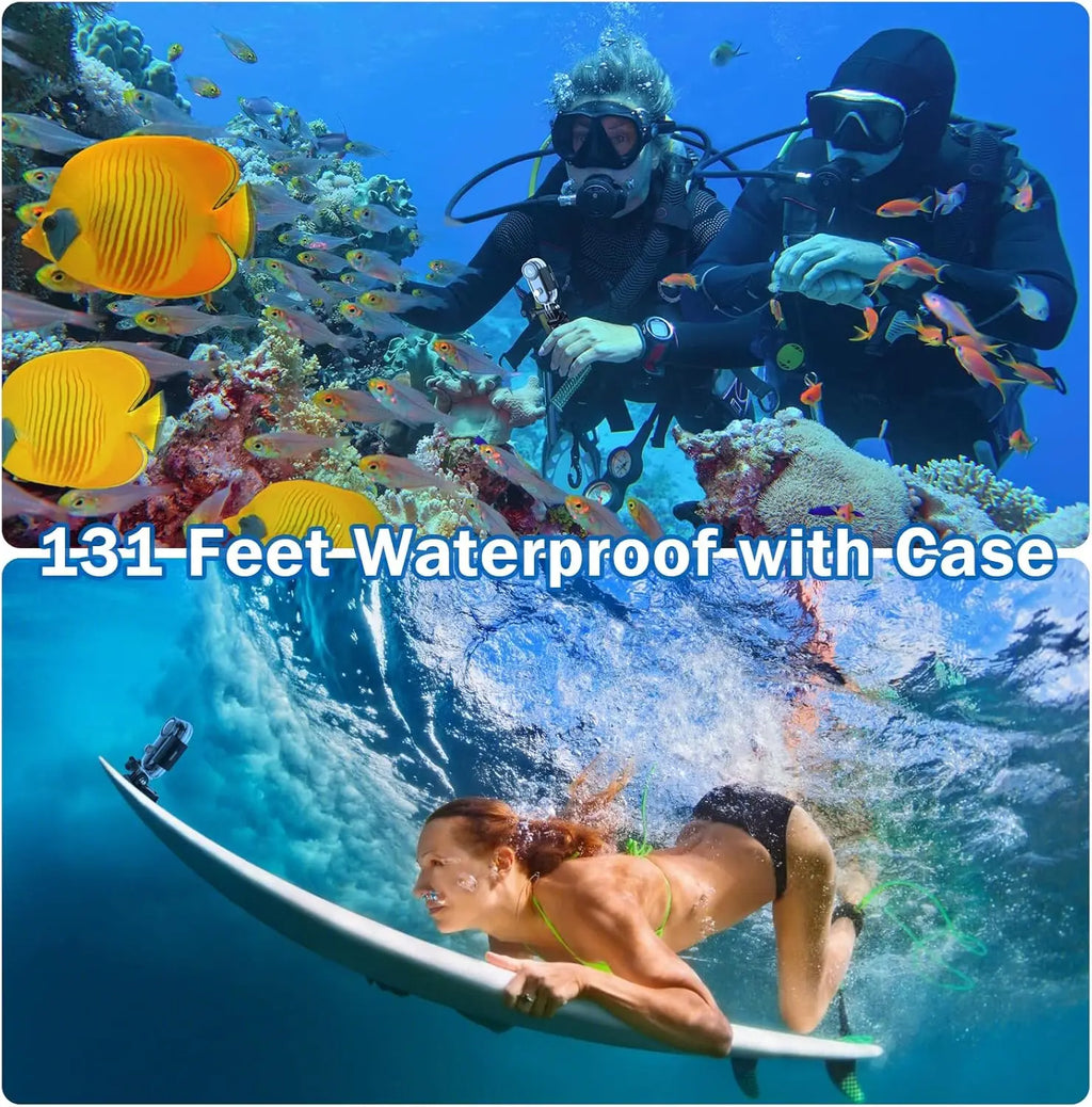 40M Waterproof 4K POV Action/Body Camera with 128GB Storage