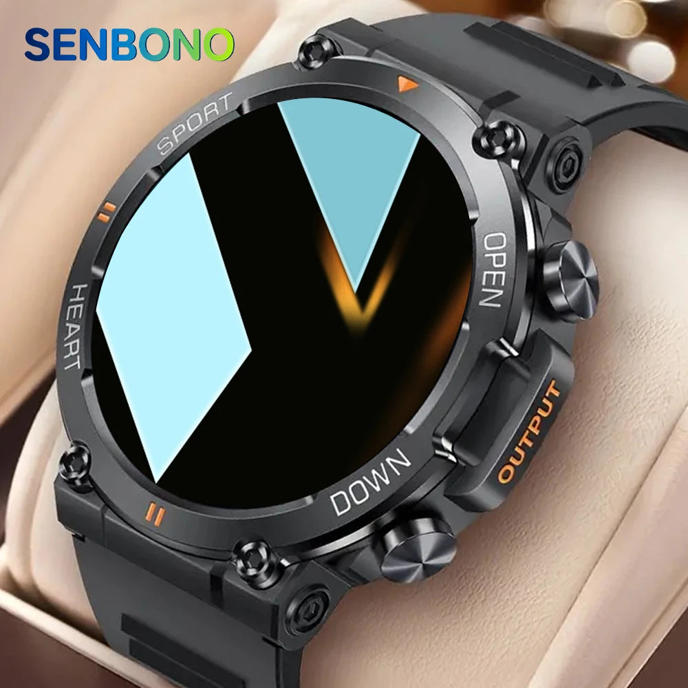 SENBONO Rugged Military Smart Watch for Men 100+Sports Watches BT Call Waterproof Original Big Battery Heart Rate Smartwatch men