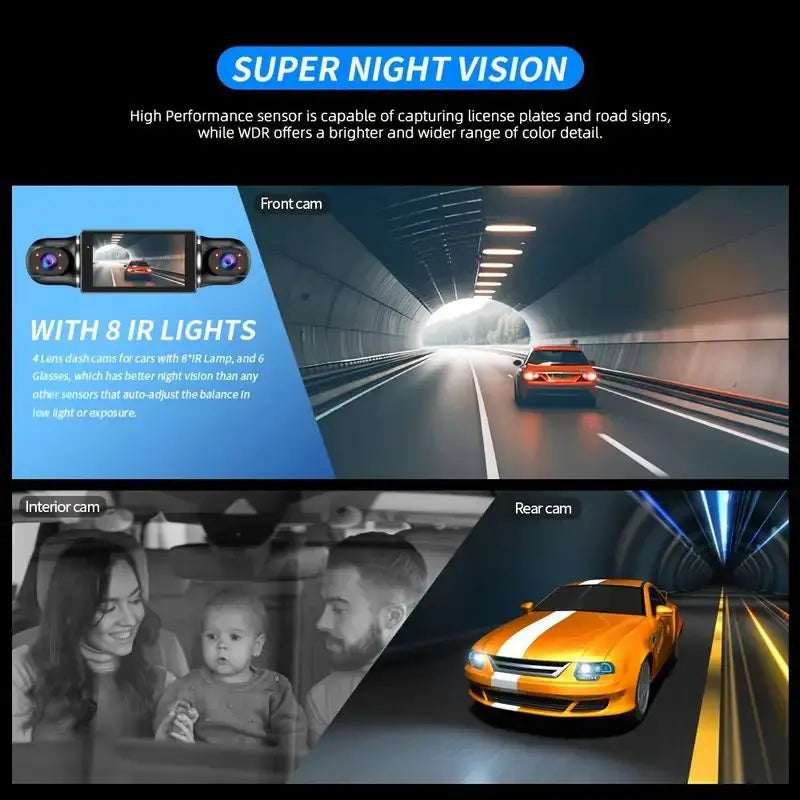 4-Channel Dash Cam with 24/7 Parking Surveillance