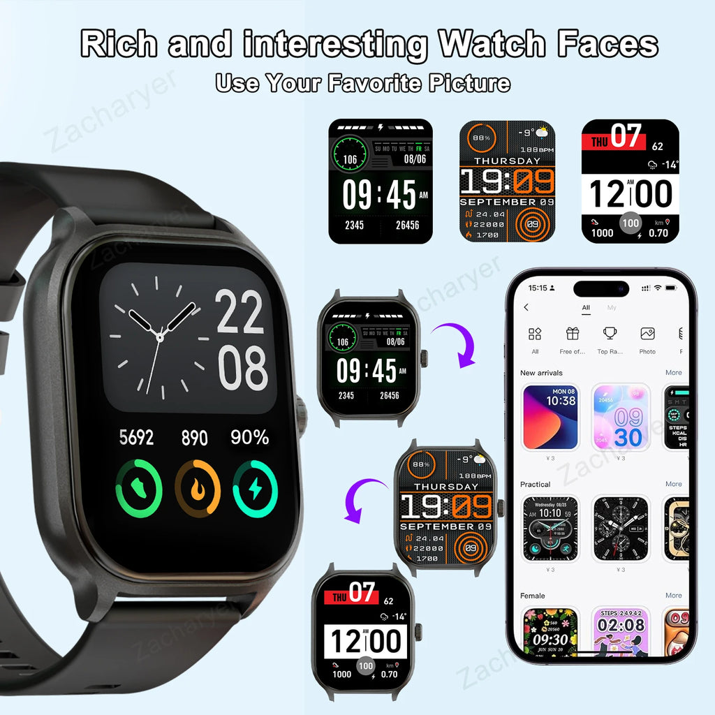 Smartwatch with Call & Multi-Sport Tracking for iPhone/Android