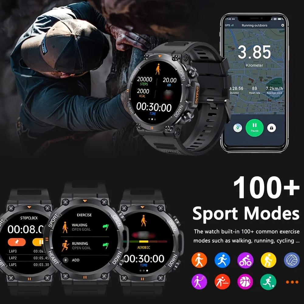 SENBONO Rugged Military Smart Watch for Men 100+Sports Watches BT Call Waterproof Original Big Battery Heart Rate Smartwatch men