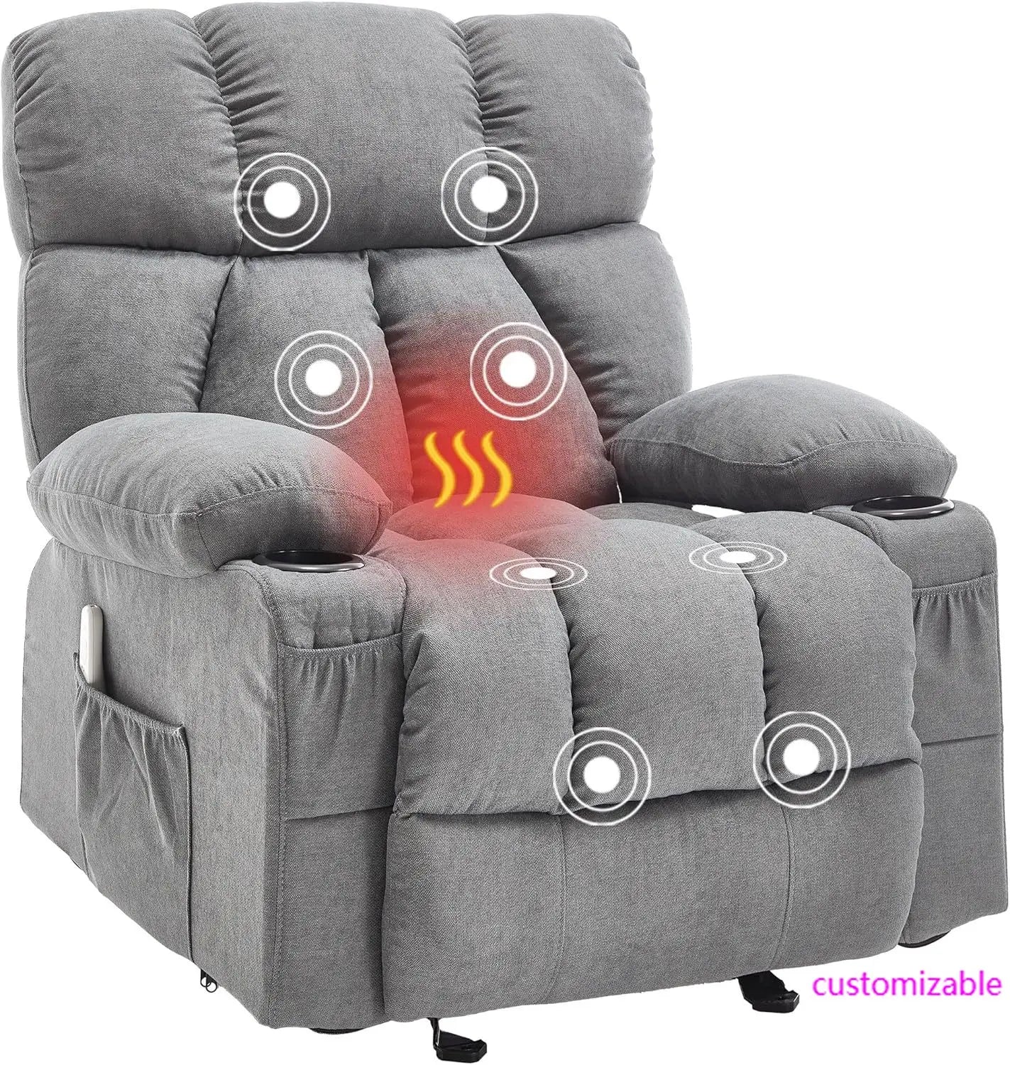 Comfy Rocker Recliner with Vibration Massage & Heat for Full Body Relaxation