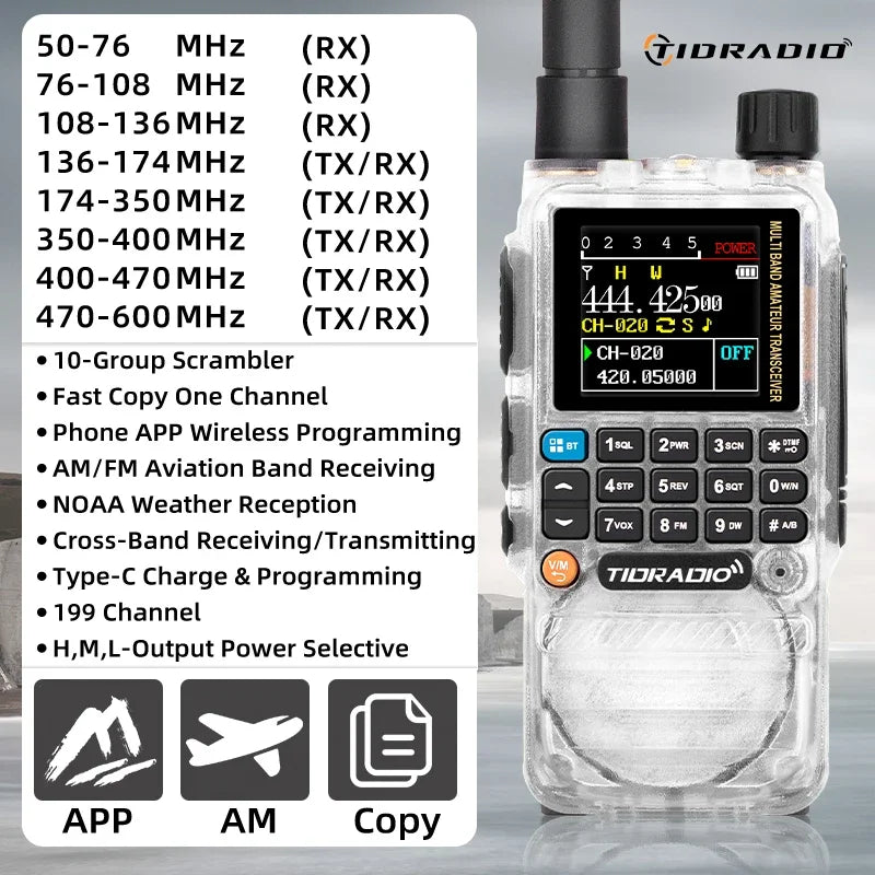 Long-Range Walkie Talkie for HAM & Air Bands with Easy App Programming