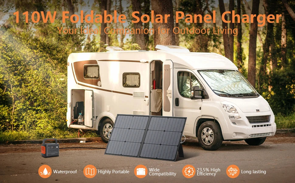 Lightweight & Foldable Solar Panel for Outdoor Power with 110W/220W/400W