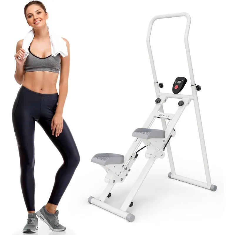 Compact Folding Stair Master: Full-Body Cardio Workout with Adjustable Handlebars and Pedals