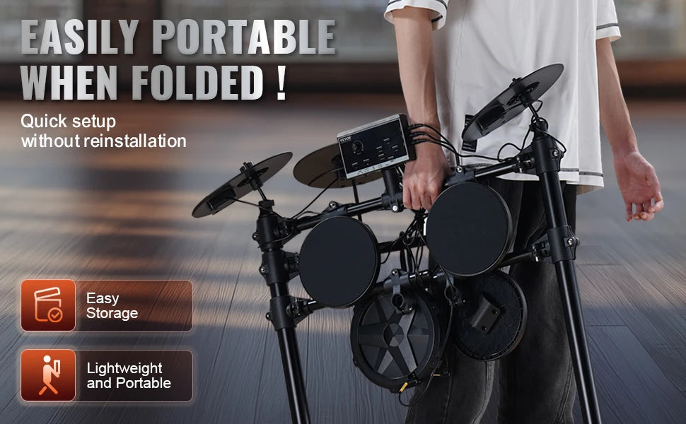 Beginner Electric Drum Set: 15 Kits, 150 Sounds, Quiet Mesh Snare