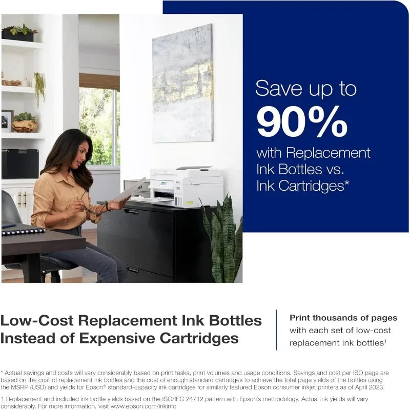 Wireless All-in-One Supertank Printer: Cartridge-Free with ADF, Scanner, Copier & Fax