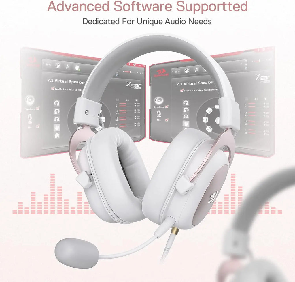 Wired Gaming Headset: 7.1 Surround, Memory Foam, 53MM Drivers (White)