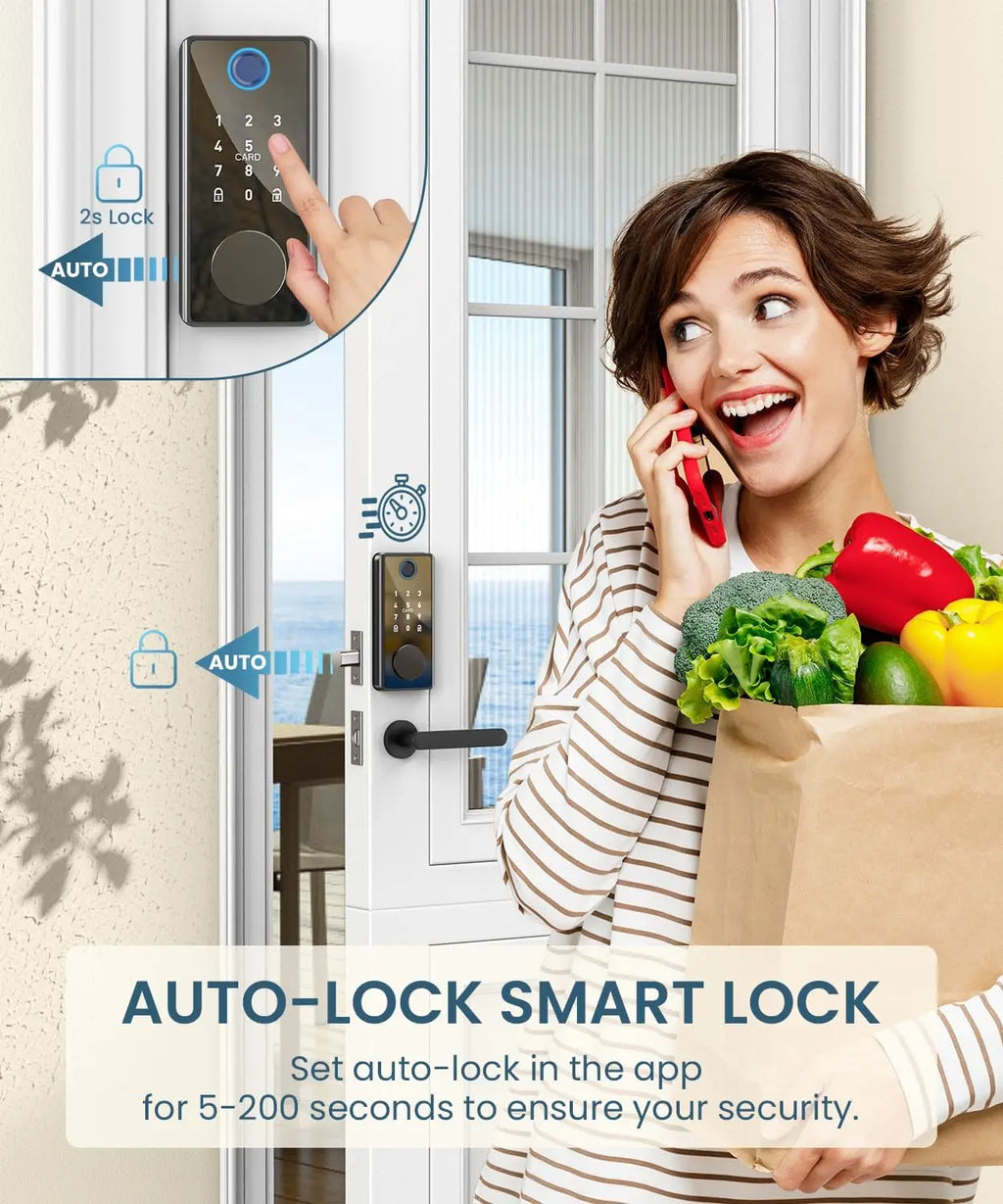Fingerprint Smart Door Lock With Electronic Keypad - Biometric