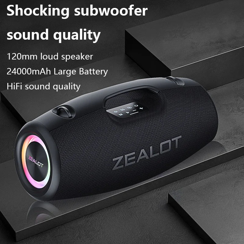 Portable 100W Wireless Subwoofer Speaker: Dual Pairing, DSP & Long-Lasting 24000mAh Battery
