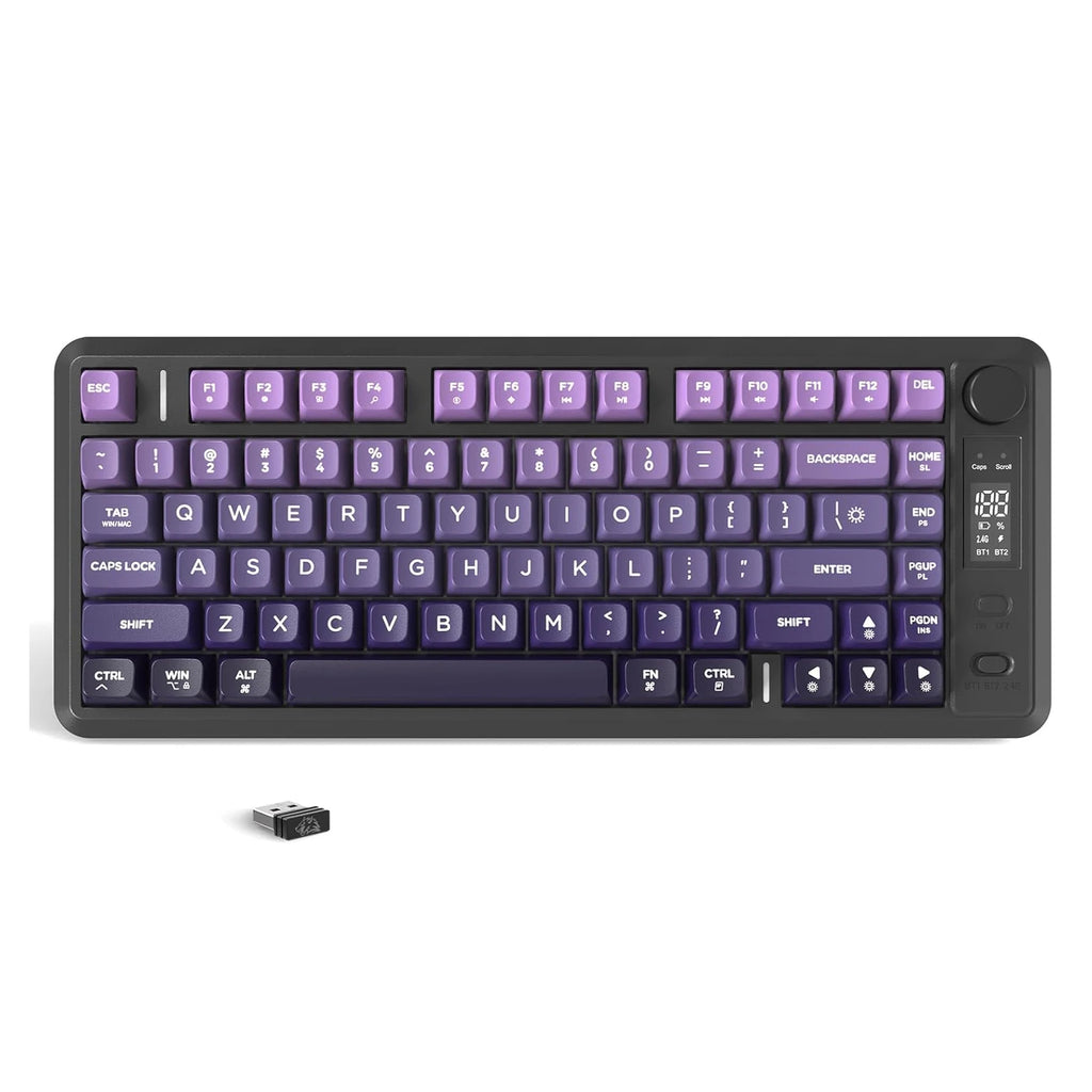 Wireless Membrane Gaming Keyboard with Knob and LED Display