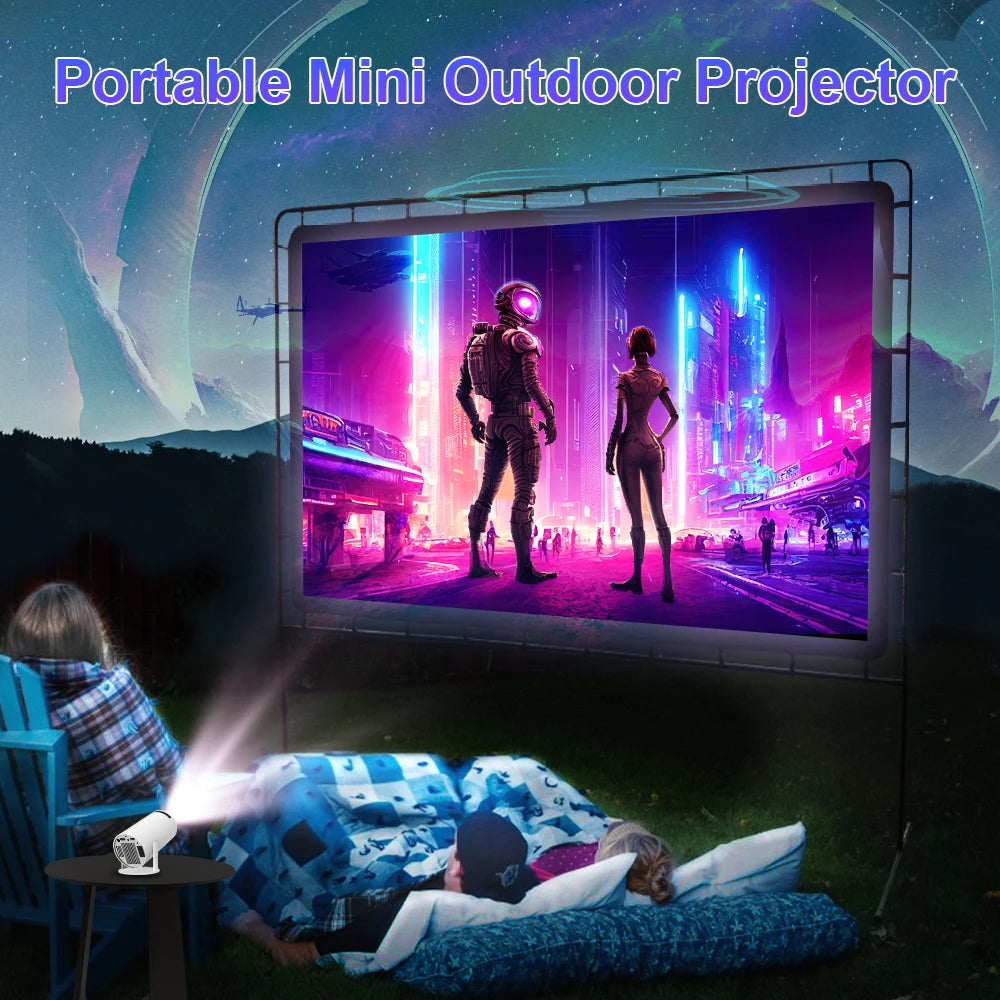 Android 11 Portable Home Cinema Projector with 180° Rotation & WiFi 6