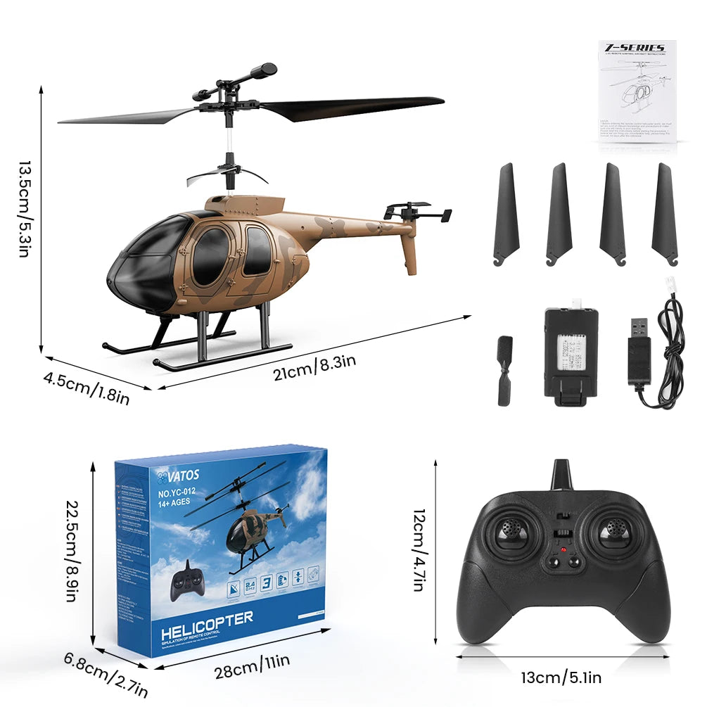 Dark Khaki RC Helicopter Toy with One-Click Takeoff (Indoor)