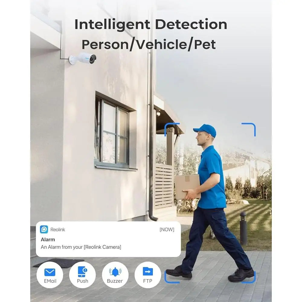 Wired 5MP PoE Security System: Person, Pet & Vehicle Detection