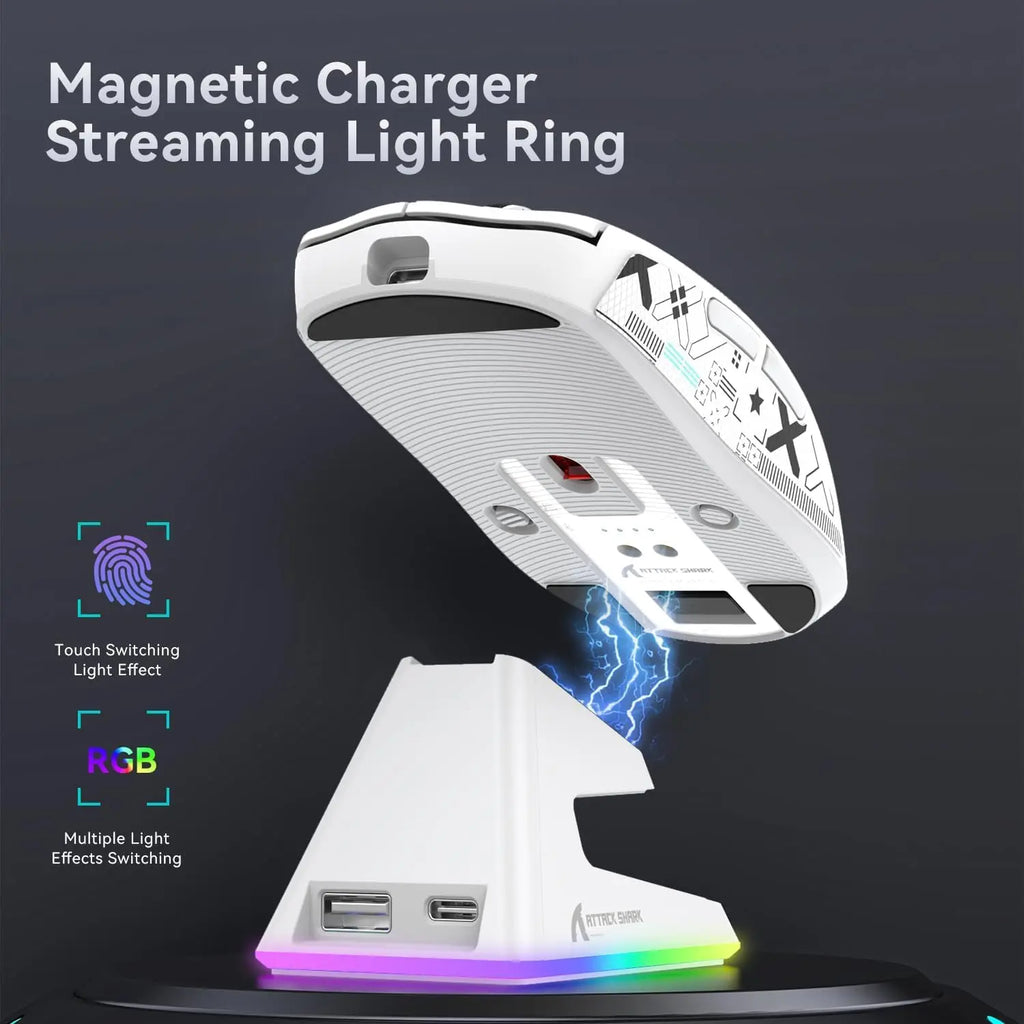 Lightweight Wireless Gaming Mouse with RGB Backlight and Charging Base