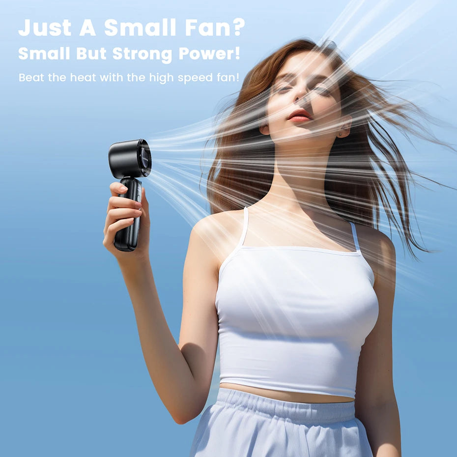 Handheld Turbo Fan with 6 Speeds and Foldable Neck/Desk Design