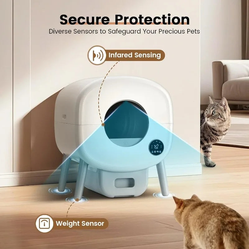 Self-Cleaning Litter Box for Multiple Cats: App-Controlled & Odor-Free