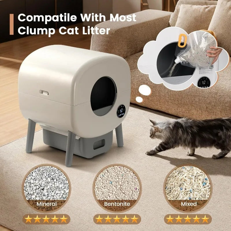 Self-Cleaning Litter Box for Multiple Cats: App-Controlled & Odor-Free
