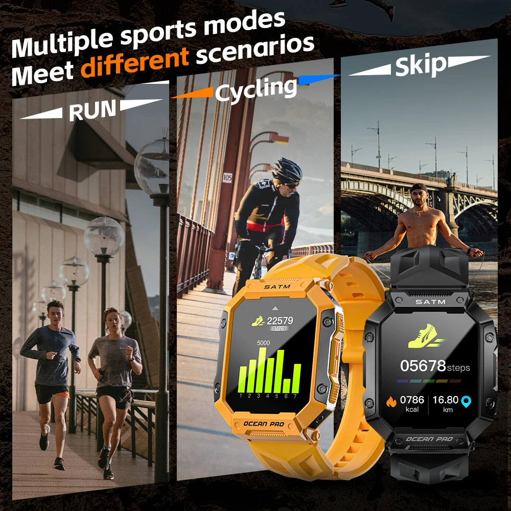 Pro Sport Smartwatch: Waterproof, Rugged, Fitness & Heart Rate Tracker
