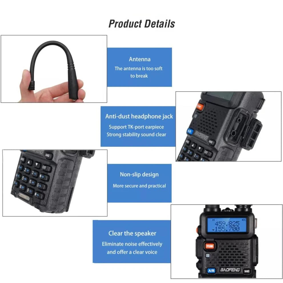 4-Pack Long Range Two-Way Radios Walkie Talkies (Dual-Band, 5W)