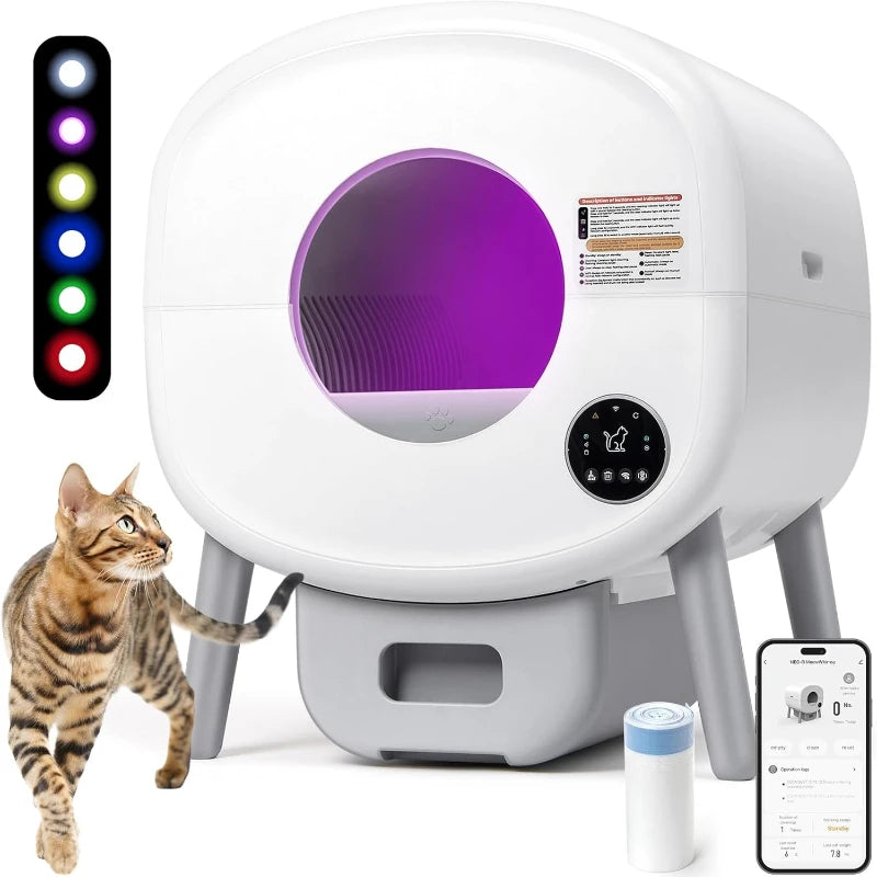 Self-Cleaning Litter Box for Multiple Cats: App-Controlled & Odor-Free