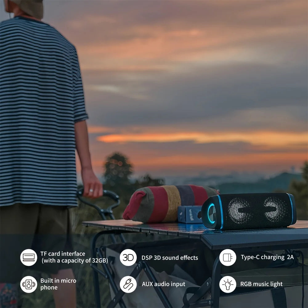Portable Waterproof Bluetooth Speaker: 40W Stereo Sound and Wireless Pairing