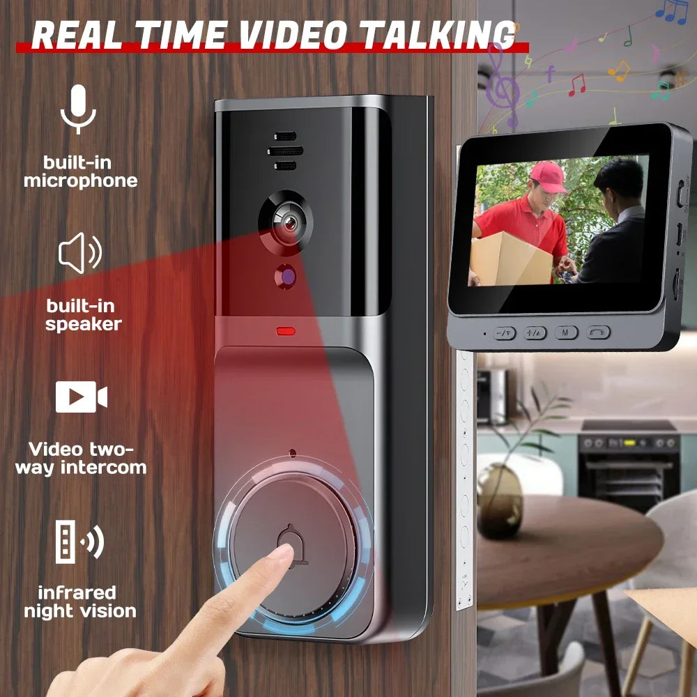 Smart Video Doorbell with 4.3" IPS Screen