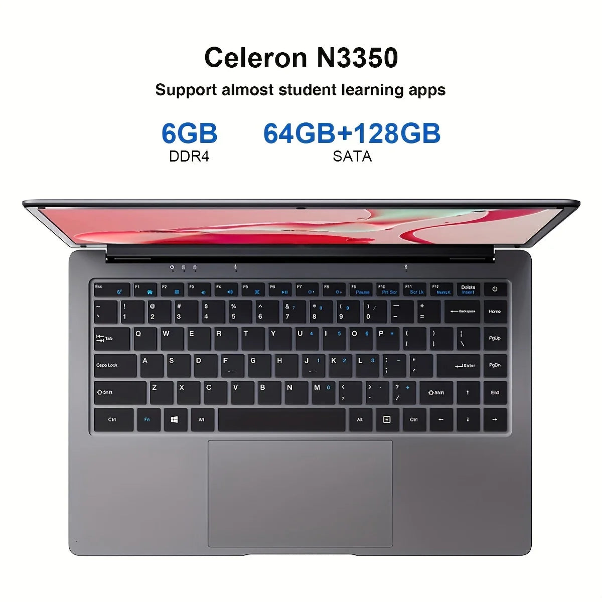 14" Windows 10 Laptop: Celeron N3350, 6GB RAM, 192GB SSD