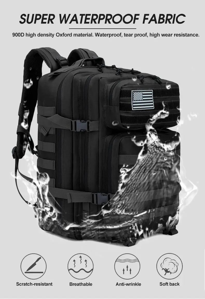 Multi-functional 25L/45L Tactical Backpack: Waterproof & Durable