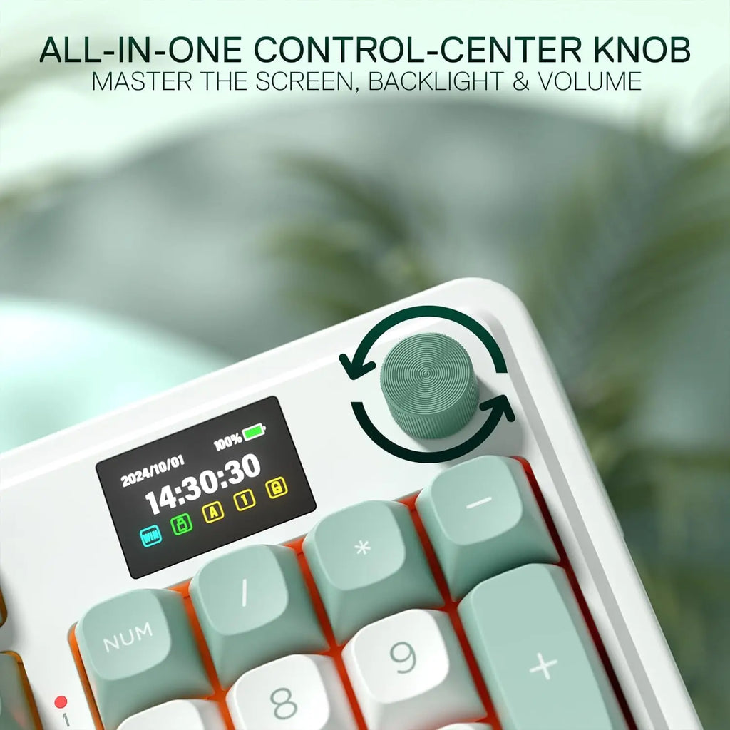 Wireless Gaming Keyboard with Easy-Control, Info Display, and Mint Mambo Switches