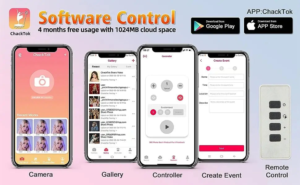 Automatic 360 Photo Booth with Custom Logo App: Perfect for Parties & Events