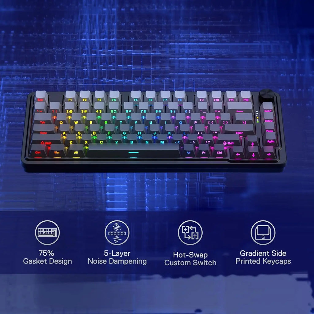 Wireless Gaming Keyboard with Mechanical Hot-Swap Socket Keys