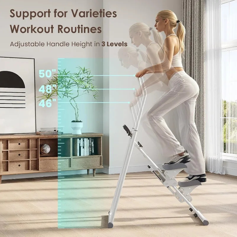 Compact Folding Stair Master: Full-Body Cardio Workout with Adjustable Handlebars and Pedals